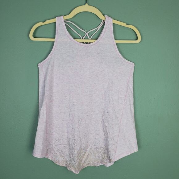 Ivivva Quiet Moments Heathered Pink  Silver Foil Strappy Tank Top Size 14 - Picture 2 of 6